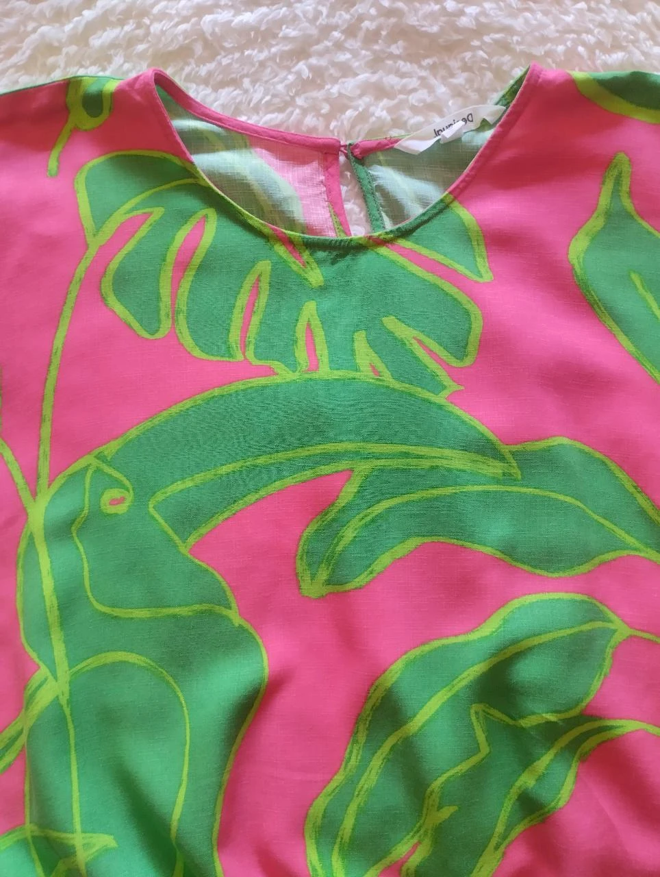 Desigual Tropical Tucanos Rosa Verde Blusa Oversized S – photo 15